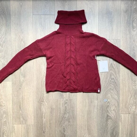 One Teaspoon Turtleneck Sweater Cable Knit Long sleeve Burgundy Size XXS - Picture 10 of 16